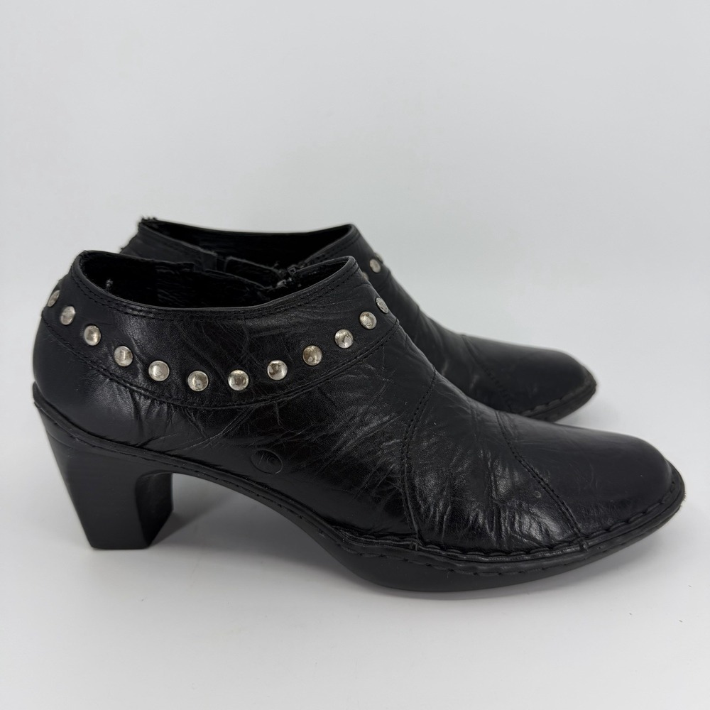 Josef Seibel Ankle Bootie Size 37/6.5-7‎ Women Studded Leather Black Side Zip